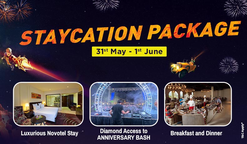 Limited Time Staycation PackageUltimate Novotel getaway with park access and a luxe stay.
Includes Diamond Event entry, dinner & buffet breakfast.
All in one seamless, exciting package!